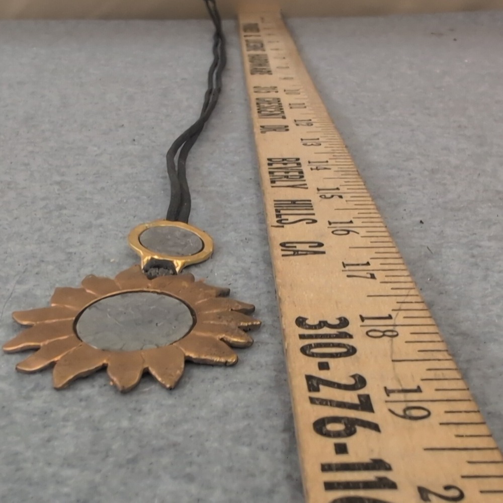 Sunflower Pendant Necklace‎ with Black Cord Boho Sun Charm - Picture 5 of 5